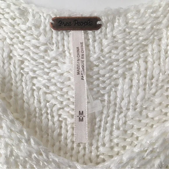 Free People Chevron Tank top Knit Sweater Ivory Size Medium - Picture 10 of 14